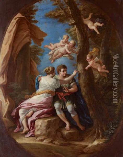Angelica E Medoro Oil Painting - Paolo de Matteis