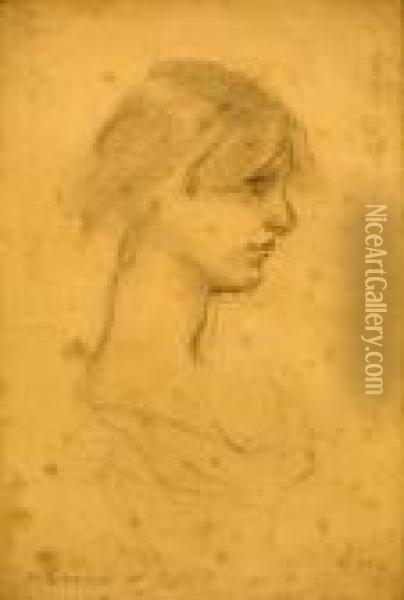 Portrait De Jeune Fille De Profil Oil Painting - Henri Gervex