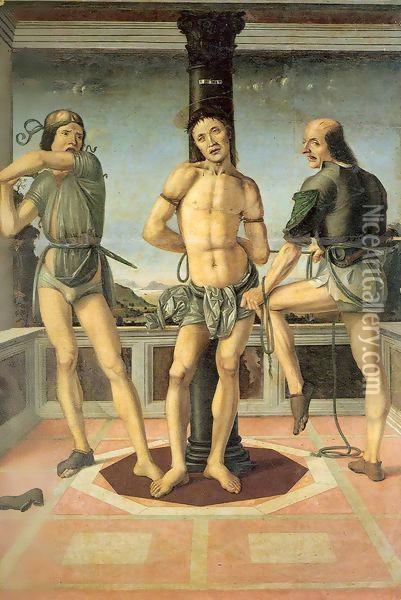 Flagellation of Christ Oil Painting - Pietro di Galeotto