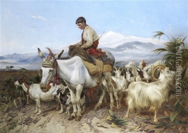 The Vega Of Granada, Returning From Pastures Oil Painting - Richard Ansdell
