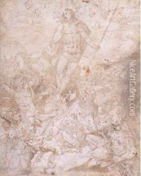 L'ascension Du Christ Oil Painting - Maarten de Vos