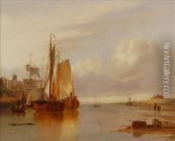 Yarmouth From Gorleston Oil Painting - Alfred Stannard