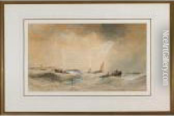 Shipping And Open Boats In Stormy Seas Oil Painting - Edward Tucker