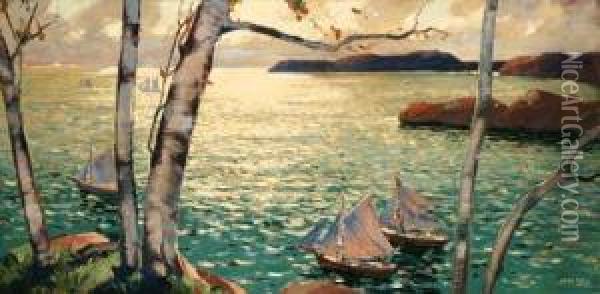 Monhegan Island Oil Painting - Jonas Lie