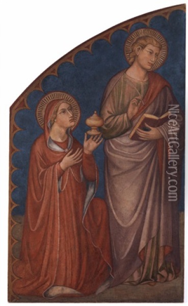 Heilige Maria Magdalena Und Johannes Evangelist Oil Painting - Martino di Bartolommeo di Biagio