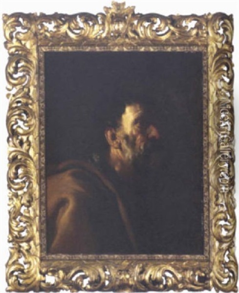 Head Of A Bearded Man (saint Peter?) Oil Painting - Francesco Francanzano