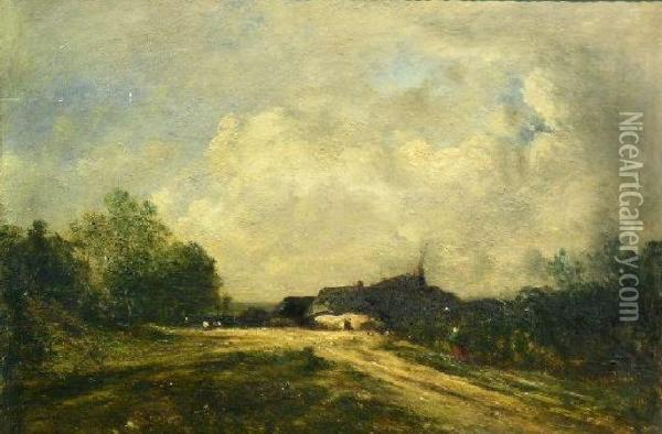 Landscape With Cottage Oil Painting - Leon Victor Dupre