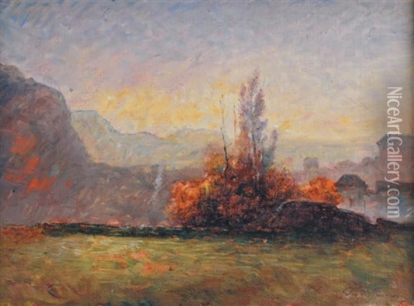 Paysage De Champrofond, Cremieu Oil Painting - Auguste Francois Ravier