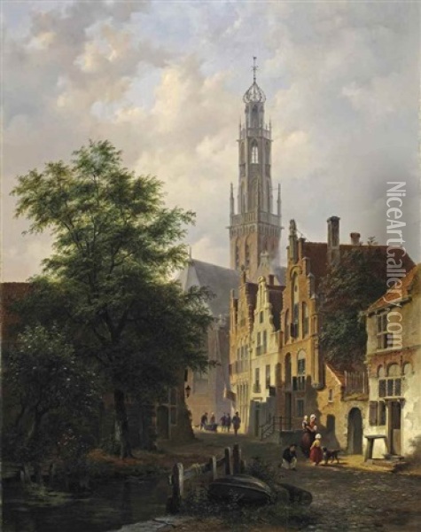 A View Of The Bakenesserchurch, Haarlem Oil Painting - Bartholomeus Johannes Van Hove
