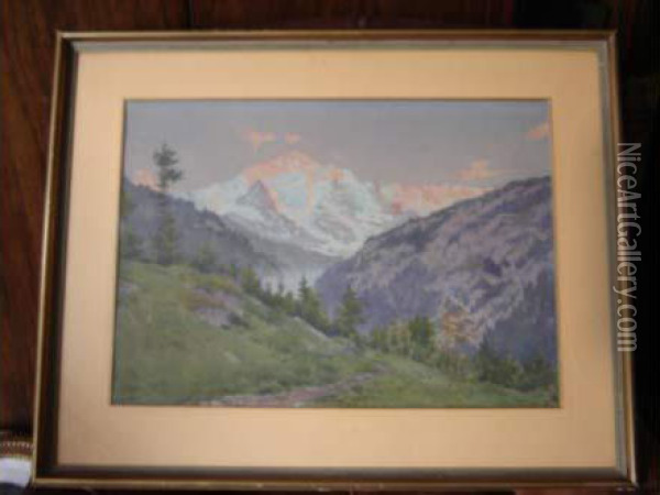 Paysage De Montagne. Oil Painting - Edouard Brun