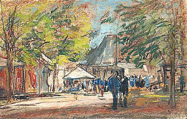 Un marche Normand Oil Painting - Eugene Boudin