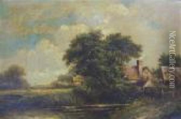 Landscape With Cottages Oil Painting - Joseph Thors