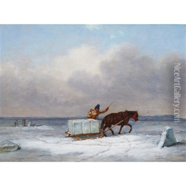 Ice Harvest Oil Painting - Cornelius David Krieghoff