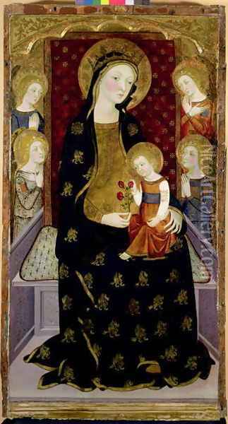 Madonna and Child with angels, 1360 Oil Painting - Jaume Serra