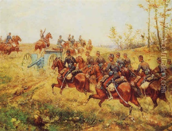 Regiment D'artilleurs Oil Painting - Paul Emile Leon Perboyre