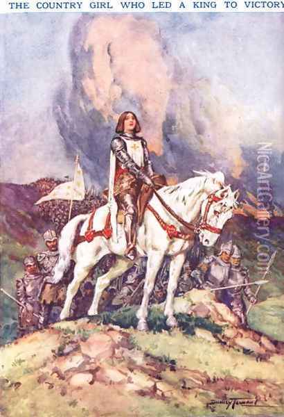 Joan Arc- The Country Girl who Led a King to Victory, illustration from Newnes Pictorial Book of Knowledge Oil Painting - Dudley C. Tennant