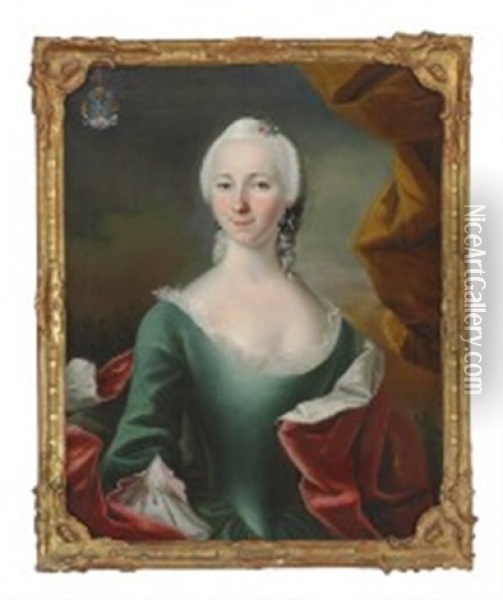 Portrait Of Anna Margrethe Benzon Oil Painting - Andreas Pedersen Bruenniche