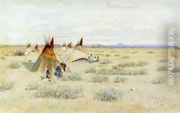 Camp of Standing Bear Oil Painting - Dwight W. Huntington
