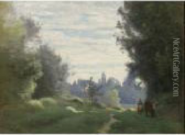 Rayons Du Matin (la Vache Allant Aux Champs) Oil Painting - Jean-Baptiste-Camille Corot