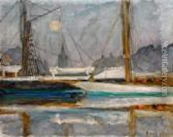 Le Bassin Des Yachts A Deauville Oil Painting - Pierre Bonnard