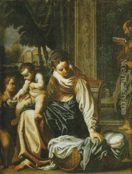 La Sainte Famille Et Le Petit Saint Jean-baptiste Oil Painting - Annibale Carracci