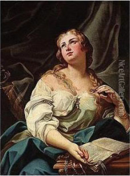The Penitent Magdalene Oil Painting - Antonio Molinari