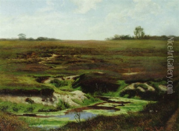 Autumn Marshes Oil Painting - Joseph Knight