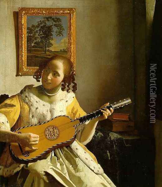 The Guitar Player Oil Painting - Jan Vermeer Van Delft