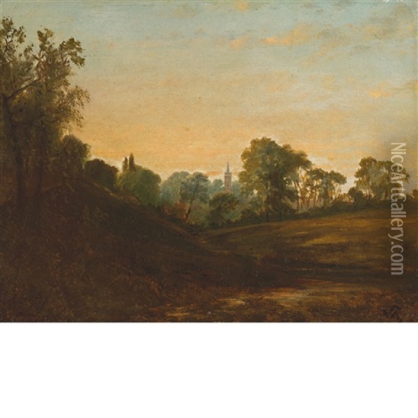 Church At Hampstead Oil Painting - John Frederick Kensett