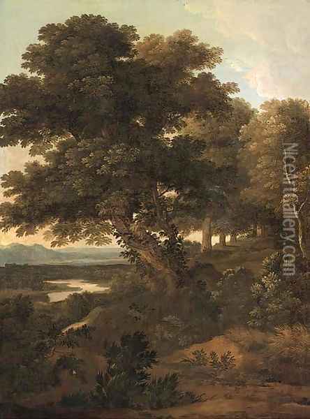 A wooded river valley landscape Oil Painting - Flemish School