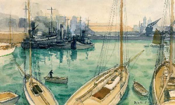 Bateaux Au Port Oil Painting - Louis Robert Antral
