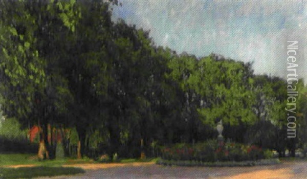 Herrgardspark I Sommargronska Oil Painting - Gottfried Kallstenius