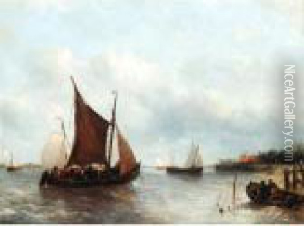 Dutch Fishermen Off The Coast Oil Painting - Antonie Waldorp