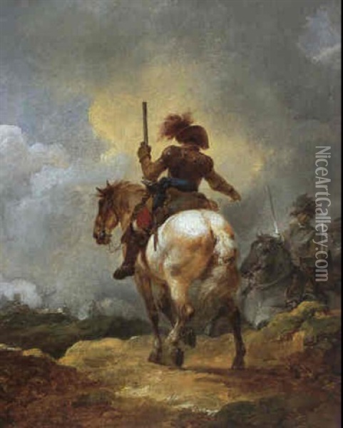 Scene Animee De Cavaliers Oil Painting - Philip James de Loutherbourg