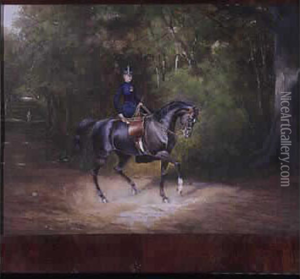Amazone Et Cavalier Oil Painting - Charles Jean-Bapt. Detaille
