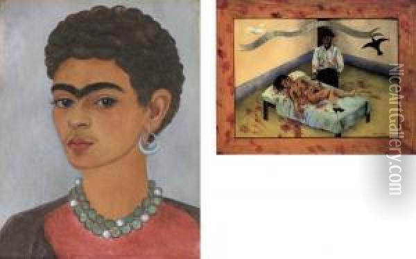 Self-portrait With Curly Hair Oil Painting - Frida Kahlo