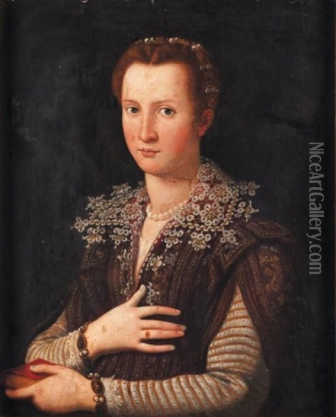 Portrait De Femme Oil Painting - Alessandro di Cristofano Allori