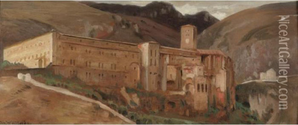 The Benedictine Cloister At Subiaco, Italy Oil Painting - Thomas Worthington Whittredge