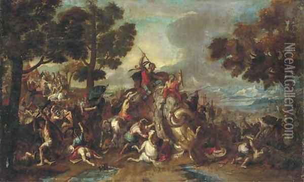 The Defeat of Porus Oil Painting - Charles Le Brun