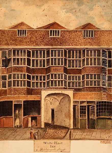White Hart Inn, Bishopsgate Street, c.1810 Oil Painting - J. Williams