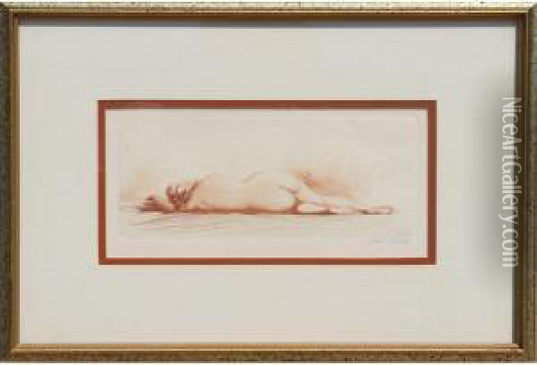 Reclining Nude Oil Painting - Jean Auguste Vyboud