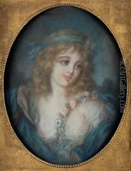 Jeune Fille En Flora. Oil Painting - Jean Baptiste Greuze
