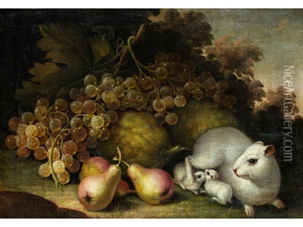 Fruchtestilleben Mit Meerschweinchen Oil Painting - Jacob Samuel Beck