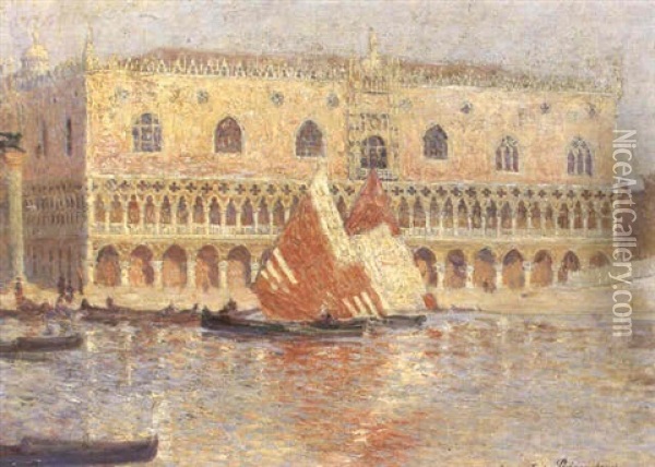 Venise, Le Palais Des Doges Oil Painting - Ferdinand du Puigaudeau
