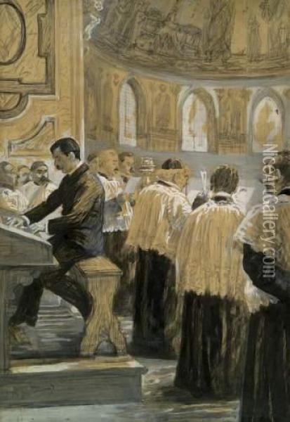 Les Chantres Oil Painting - Paul Renouard