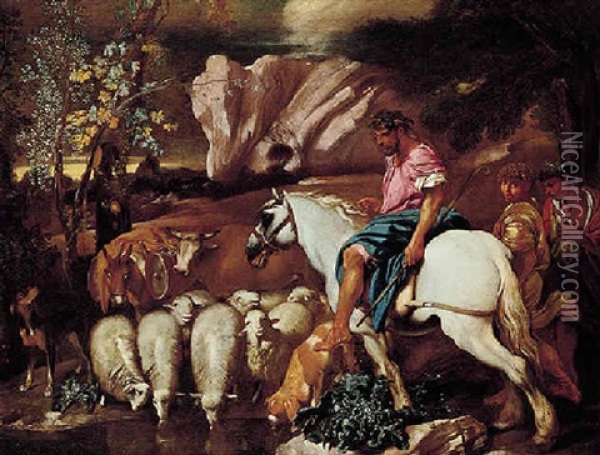 Jacob Leading The Flocks Of Laban Oil Painting - Andrea di Leone