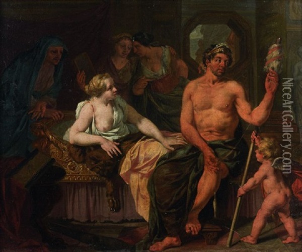 Hercule Et Omphale Oil Painting - Nicholaas Verkolye