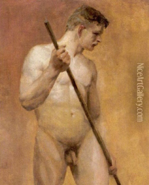 Mannlicher Akt Oil Painting - Heinrich (Ed. Julius H.) Huebner