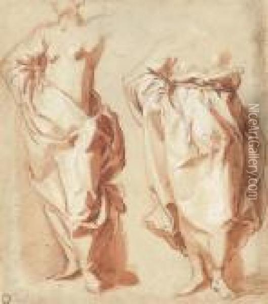 Two Draped Female Figures, Standing Oil Painting - Abraham Bloemaert