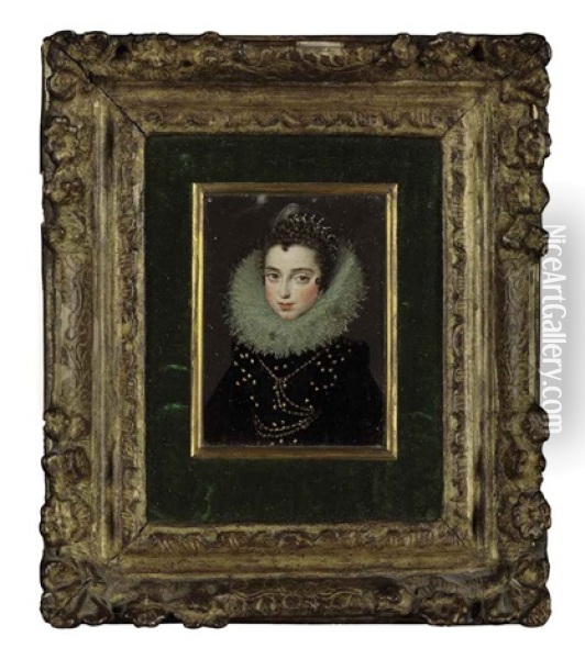 Portrait Of A Lady In Black With A Ruff Oil Painting - Alonso Sanchez Coello
